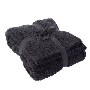 Barefoot Dreams CozyChic Ribbed Throw in Carbon Black Blanket in Cozy Chic